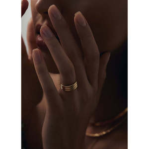 Franoise Romantic Fashionable Gold and Rhodium Plated Adjustable Eternity <b>Ring</b> with Layered Ellipse Hollow Design for Gifts - Product Image 6