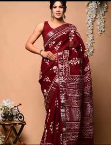 Sari en soie Banarasi de qualité supérieure, vêtement traditionnel indien pour femmes, coton Chanderi doux, imprimé numérique, bordure tissée - Product Image 3