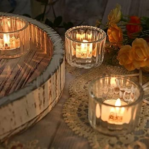 <b>Set</b> <b>6</b> Red Multi-Color Votive <b>Glass</b> Tealight Candle Holders Christmas Easter Decorations Home Decor for Living Room Bedroom - Product Image 2