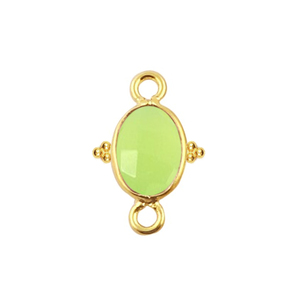 Colgantes finos de Plata de Ley 925, abalorios de Calcedonia verde, piedras preciosas facetadas ovaladas, bisel elegante, abalorios de joyería de oro Vermeil de dos bucles - Product Image 1