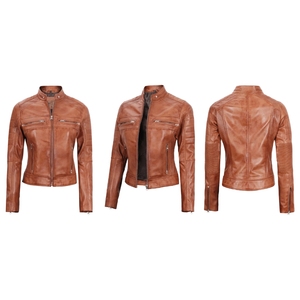 Chaqueta de Motocicleta de Piel de Oveja Genuina Hecha a Medida de Primera Calidad para Mujer, Moda al por Mayor, Alta Calidad, Resistente al Viento y Ecológica - Product Image 1