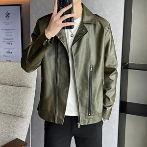 แจ็กเก็ตมอเตอร์ไซค์หนังแท้วินเทจสำหรับผู้ชายเสื้อเบลเซอร์คอปกแบบลำลองทรงหลวมกันน้ำสไตล์อเมริกัน - Product Image 6