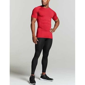 2025 Camisetas de compresión de patrón sólido de manga corta para hombres adultos Ropa de cuello redondo-Venta al por mayor - Product Image 5