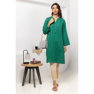 Camisa Verde para Mujer, Estilo Casual, Teñida con Técnica Dobby, Adornada, Transpirable - Product Image 1