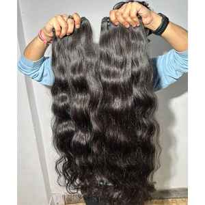 Vrais cheveux indiens bruts non transformés avec des cuticules alignés faisceaux de trame de machine de temple Remy indiens vierges de meilleure qualité - Product Image 3