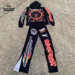 Conjunto de Sudadera con Capucha y Pantalones de Chándal de Invierno 2024 de Última Moda, 400 g/m² de Peso Medio, Estilo Holgado, Lavado Ácido, Teñido Liso, ODM, Casual para Salidas, Personalizado - Product Image 1