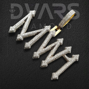 Bijoux de rappeur, pendentif personnalisé avec lettre, unisexe, argent sterling 925, diamant de laboratoire taille brillant, or rose classique bicolore - Product Image 4