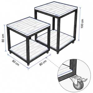 Étagère de présentation avec deux étagères en bois sur roulettes - Hauteur 100 cm - Product Image 3