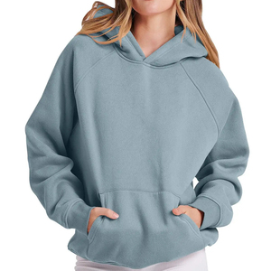 Sweat à capuche décontracté pour femme, couleur unie, 100 % fibre de bambou, molleton écologique, coupe ample, manches longues - Product Image 1