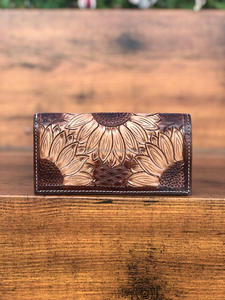 ขายร้อนสไตล์ตะวันตกแกะสลักหนังผู้ชายกระเป๋าสตางค์ยาวทําด้วยมือหนังแท้ Bi พับกระเป๋าสตางค์คุณภาพสูงของขวัญที่ไม่ซ้ํากันสําหรับเขา - Product Image 5