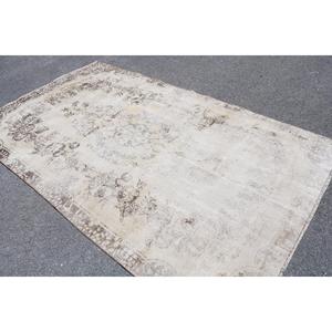 Vintage 5.4x9.1 ft Rug, Large Turkish Rug, White <b>Brown</b> Patchwork Rug - Product Image 4