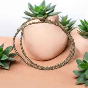 สร้อยคอควอทซ์สีควันประณีต2มม. 3ม. ลูกปัดเหลี่ยมเพชรพลอยธรรมชาติ925เงินทำมือเครื่องประดับสำหรับผู้หญิงอินเดีย - Product Image 6