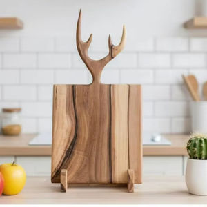 Planche à découper en bois avec poignée de style corne de cerf des marais de qualité supérieure - fabriquée en Inde - Product Image 1