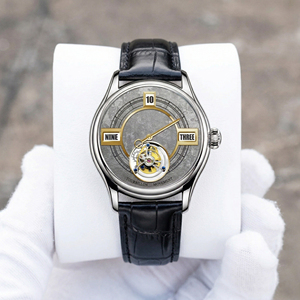 Montre mécanique tourbillon OEM ODM avec fonction heures sautantes, cadran Ice Flower, en acier inoxydable or rose, personnalisable - Product Image 3