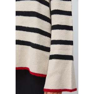 Cardigan décontracté pour femme, rayé, en chenille de haute qualité, tricot respirant, appliqué non tissé, design avant de pointe pour l'hiver - Product Image 4