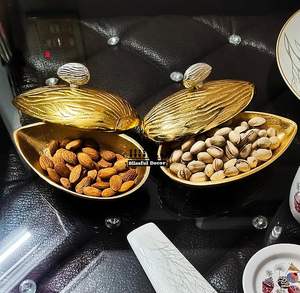 Boîte de rangement ronde en métal plaqué or pour fruits secs, boîte à cadeaux décorative design pour mariage, fête et festival - Product Image 5