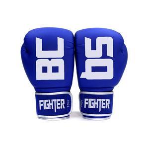 Guantes de boxeo de PU con logotipo personalizado de alta calidad Muay Thai Kick Boxing Guantes Punzonado MMA Entrenamiento Azul y cuero mate Profesional - Product Image 4