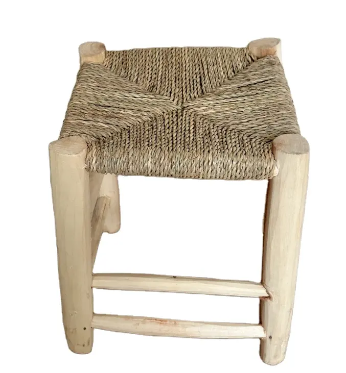 Wholesaler High quality ODM rustic square woven seagrass with wooden frame Graceful Accent Stool Console table made from Vietnam