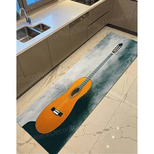 Alfombra con Estampado de Guitarra, Regalo para Guitarrista, Decoración para Sala de Música, Antideslizante, con Pelo Suave - Product Image 5