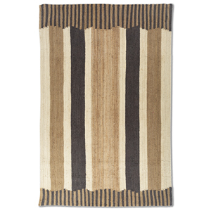 Tapis Kilim Rectangulaire Rayé Fait Main Nomadic Threads PDJT-738 en Jute et Chanvre Tissé Plat Ivoire pour Salon, Chambre et Couloir - Product Image 1