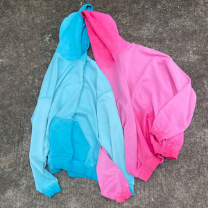 Ensemble sweat à capuche et pantalon de survêtement avec fermeture éclair complète vintage délavé à l'acide coupe carrée en coton éponge français col à capuche Streetwear - Product Image 2