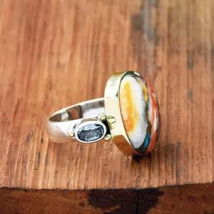 Oyster <b>Copper</b> Turquoise Blue Topaz Ring 925 Sterling Silver Two Tone Birthstone Anniversary <b>Jewelry</b> for Women - Product Image 4