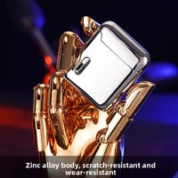 Briquet DEBANG à double flamme, multi-scénarios, en alliage de zinc, rechargeable, coupe-vent, portable, écologique, au butane