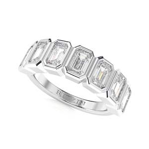 แหวนแต่งงานครึ่งนิรันดร์สำหรับผู้หญิงเพชรตัดมรกต - Product Image 4