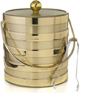 Double Wall Made Metal Ice Bucket With Gold Finished & Tong Soft <b>Drinks</b> Cooled Storage Basket Indoor Parties Ice Cube Cane - Product Image 4
