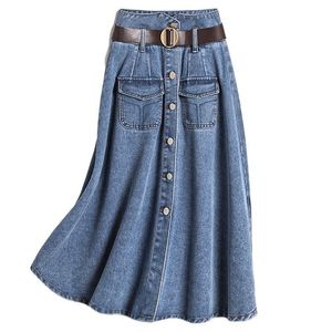 Jupes longues en denim d'hiver pour femmes Détail des boutons-Tendance Casual aux styles de festival 2025 - Product Image 5