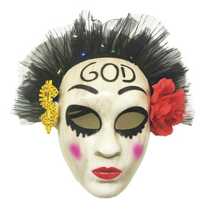 HLC-Máscaras Personalizadas con Luz LED para <span class=keywords><strong>Mujer</strong></span>, Máscaras de Fantasmas de Cara Completa con Flores, Espeluznantes PARA EL Día DE LOS Muertos, Azúcar, Fiesta de Halloween, Proveedor de Ciudad - Product Image 4