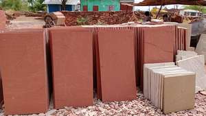 Dalles de pavage en grès rouge découpées sur mesure, faible entretien, revêtement de sol extérieur, allée, jardin, pavés fabriqués en Inde - Product Image 2