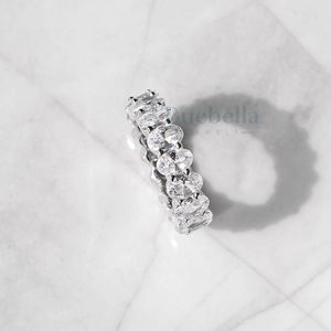 Délicat 925 Sterling Silver Ovale Cut Anneau Plein Diamant Moissanite Blanc 14k Plaqué Or Femmes Anneau Cadeau Bijoux - Product Image 4