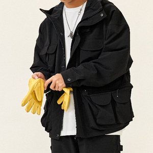 เสื้อคลุมกันลมมีฮู้ดสำหรับผู้ชาย, เสื้อคลุมกันลมผ้าแคนวาสสำหรับฤดูหนาวสไตล์ลำลอง - Product Image 2