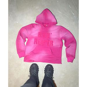 Conjunto de chándal de lana rosa para hombre, Sudadera con capucha y pantalones de Jogger impresos personalizados, último diseño de segador, traje de calle de dos piezas - Product Image 3