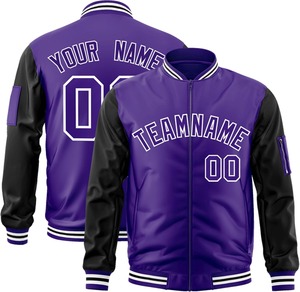 Varsity Jacket Contraste Manches Personnalisé Équipe Nom Numéro Broderie Personnalisé Bomber College Letterman Veste Dropshipping - Product Image 4