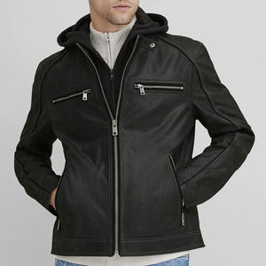 Blouson aviateur en cuir noir de haute qualité pour homme, nouvelle édition, en cuir de vache, fermeture éclair, respirant, logo frontal, hiver - Product Image 4