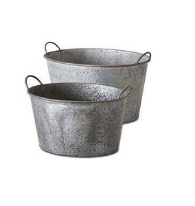 Jardinera de cubo galvanizada con mango Acabado de revestimiento de zinc Calidad superior para decoración de jardín - Product Image 1
