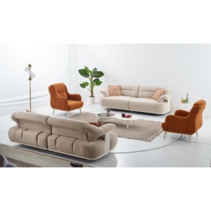 Ensemble de canapés extensibles en tissu de style italien Cruz pour salon de villa, avec pieds en bois élégants - Product Image 6