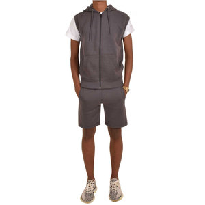 High Quality 100% Cotton <b>Blank</b> Custom Hoodiie Set Heavy <b>Weight</b> Hoodie and Shorts Set Men - Product Image 5