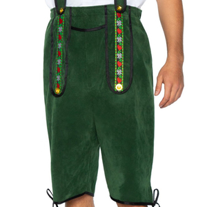 Nouveau Style moderne allemand bavarois cire Lederhosen Costume sangles Article vert vif couleur et taille broderie plate - Product Image 4