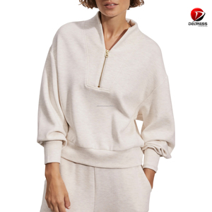 Casual Latest Design Hoodie for Women in Premium Quality Half <b>Zip</b>-up Hoodies - Product Image 6