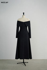 Style élégant robes longues pour femmes sans épaule vêtements pour femmes robe Lynne tissu en jersey mélangé de coton blanc usine du Vietnam - Product Image 2