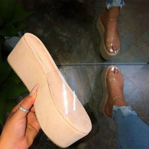 Sandales à talons hauts en PVC transparent pour femmes, à bout ouvert et bride cheville, rehaussantes et légères, idéales pour l'extérieur - Product Image 1