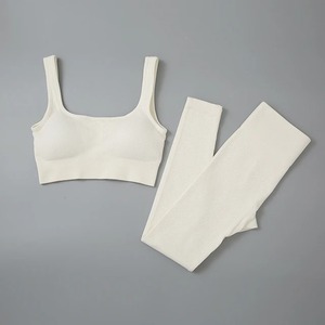 Conjunto de Yoga sin costuras, conjuntos de entrenamiento acanalados para mujer, Sujetador deportivo, pantalones cortos de cintura alta, conjunto de mallas de Yoga, ropa de gimnasio, traje deportivo - Product Image 6