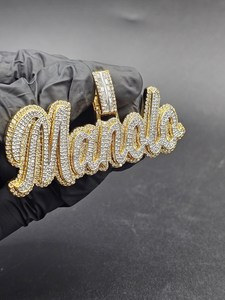Colgante de Letra Inicial Personalizada con Diamantes Moissanite VVS Iced Out, Plata de Ley 925 con Baño de Rodio, Estilo Hip Hop Brillante - Product Image 3