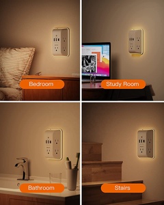6 presa di Protezione <span class=keywords><strong>Da</strong></span> Sovracorrente, Multi Plug Adapter Presa con 2 USB del <span class=keywords><strong>Caricatore</strong></span> Della Parete e della luce di notte - Product Image 5