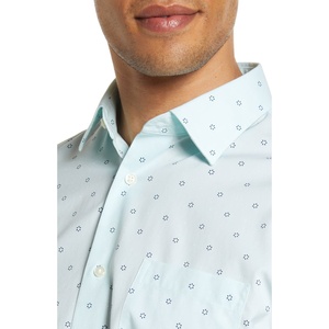 Camicia Nordstrom ODM Verde con Motivi Geometrici e Floreali in Popeline, Vestibilità Tradizionale, Non Stiro, Taglie 15-32, Colletto alla Coreana - Product Image 2