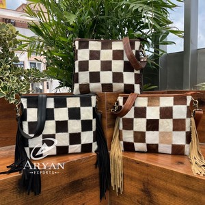 กระเป๋าสะพายข้างทำจากหนังวัวแท้ลายลายตารางหมากรุกกระเป๋าถือแฟชั่นหรูหราสำหรับผู้หญิงสินค้ามาใหม่2025 - Product Image 1