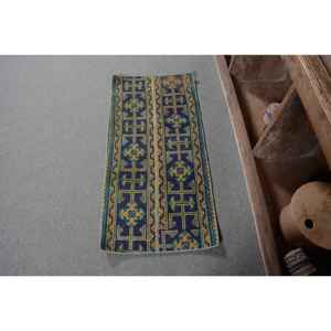 Tapis en laine turque vintage vert et noir ethnique Patchwork Design 16 'X 33' tapis de salon support en Latex pour adolescents - Product Image 1